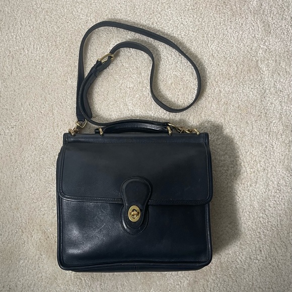 Vintage Black Leather Willis Crossbody Bag - Picture 2 of 10
